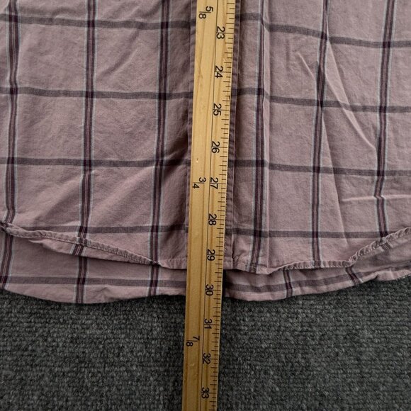 Quiksilver Button Up Shirt Long Sleeve Men Skate Surf Light Red Large Cotton - Picture 4 of 11